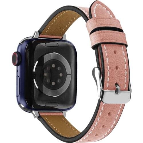 For apple watch se 40mm 38mm women band thin leather strap for iwatch se 6 5 4 3 44mm 42mm bands Girls slim bracelet watchband