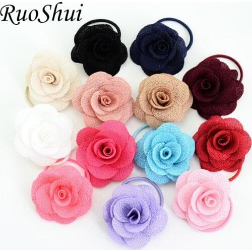 Ruoshui Girls Flower Scrunchies Fabric Hair Ties Woman Hair Accessories Rope Gum Korean Elastic Hair Band Floral Kids Headwear