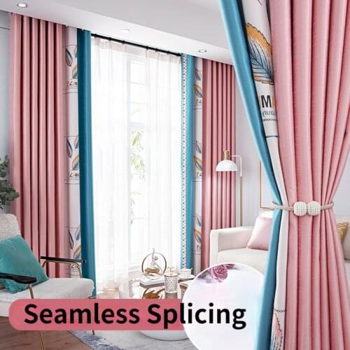 2021 Luxury Blackout Curtains for Living Room Window Curtain for Girls Bedroom Thick Drapes Seamless Splicing Blinds Home Decor