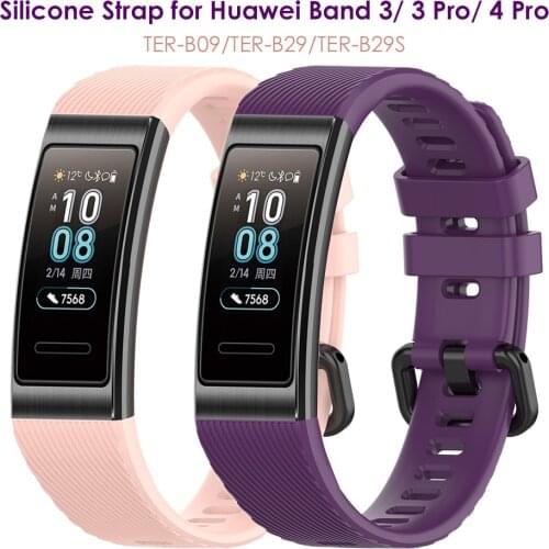 Wrist Bracelet for Huawei Band 3 Strap Silicone Band 4 Pro Sports Bands Replacement Wristband Accessories Purple Pink Rubber