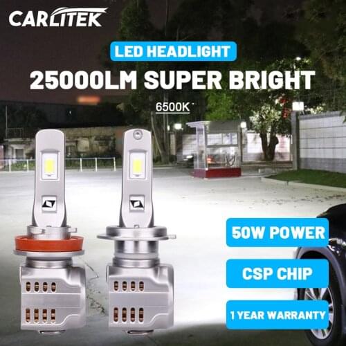Carlitek H7 H4 H11 Led Csp Headlight 25000Lm 12V 9005 Hb3 Bulb Led Moto 9006 Hb4 H8 H9 Led Fog Lights High Power 100W 6500K Beam
