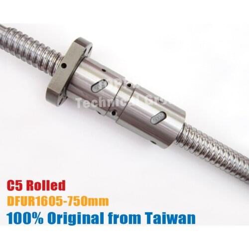 TBI 1605 C5 Rolled 750mm ball screw 5mm lead with DFU1605 ballnut high precision CNC diy kit DFU set