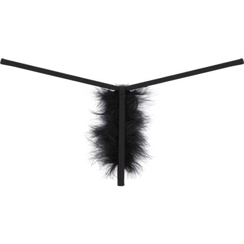 Men Metal Ring Feather Briefs Crotchless T-back Panties Elastic Waistband Low Rise G-string Underwear Erotic Lingerie Underpant