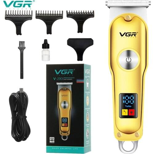 VGR Hair Clipper Professional Electric Trimmer With LED Screen Washable Rechargeable Men Strong Power Steel Cutter Head