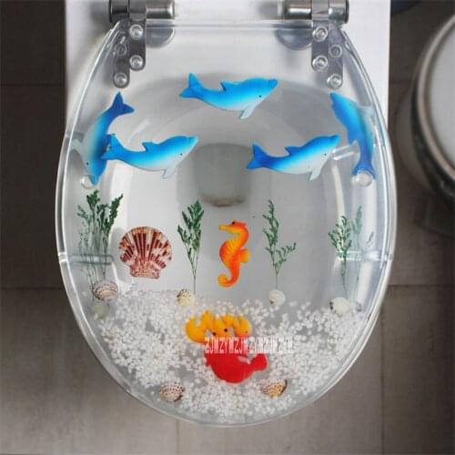 47*38CM High-grade Beautiful Resin Toilet Seat Cover Stainless Steel Slow Down Mute Thickened U/V/O Type Universal Toilet Cover