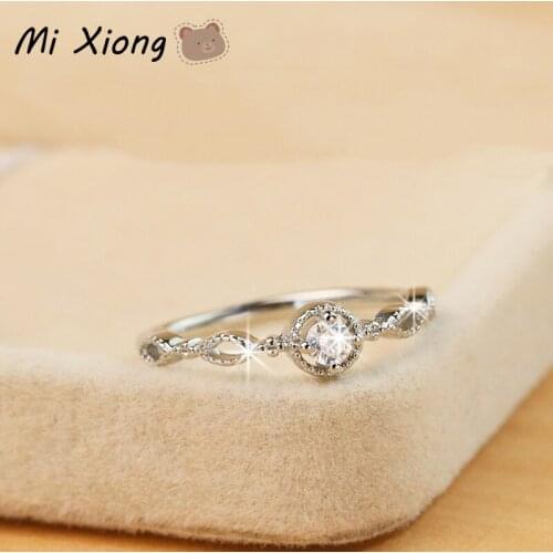 Mi Xiong real 925 sterling silver rings for women irregular shape hollow diamond party luxury charm ladies wedding brand jewelry