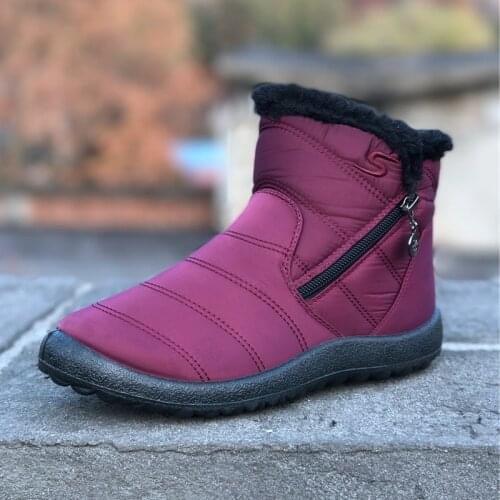 2021 New Style Snow Boots Womens Mid-Tube Thick Plush WaterProof Cotton Boots Solid Color Casual Side Zipper Cotton Lovely