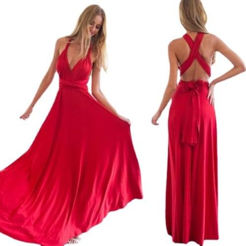 2021 Sexy Long Skirt Bridesmaid Formal Multi-purpose Wrap Red Navy Blue Hollow Party Bandage Dress Vestidos