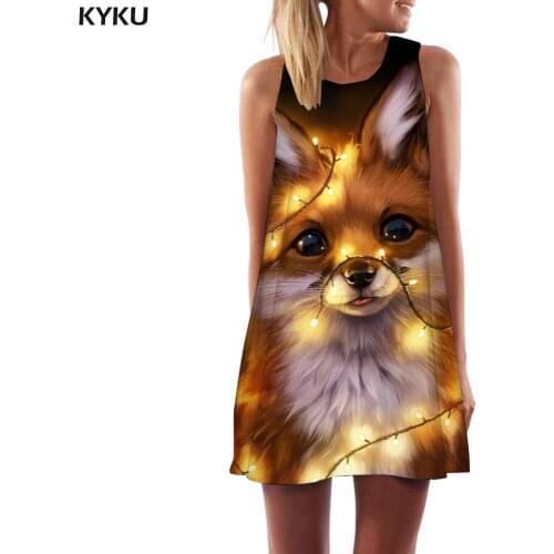 KYKU Fox Dress Women Animal Party Christmas Vestido Sexy Lovely Sexy Womens Clothing Summer New Cool Fashion
