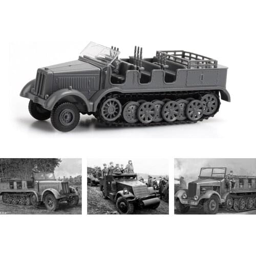 1/72 4D Tank Sd.Kfz.251 SD.KFZ.7/2 SD.KFZ.7/2 Half-Track Vehicle Military Model WWII Puzzle Building Educational Toys Gifts