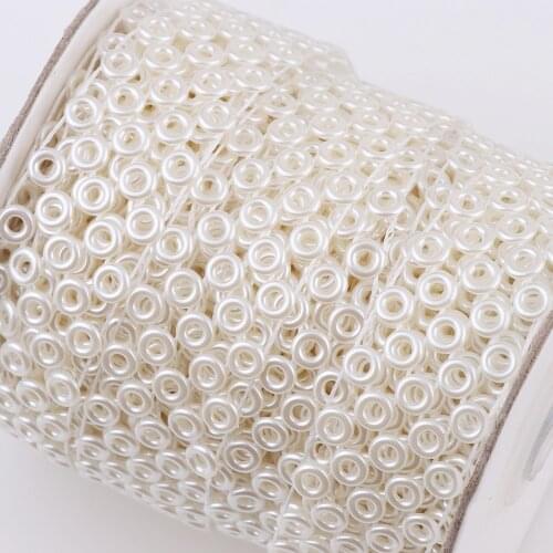 2 Meter 25mm Round Circle Cotton Thread Flatback ABS Plastic Pearl Chain Connection Beads For DIY Garment Accessories Decoration