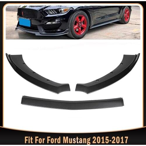 3PCS Front Bumper Splitter Lip Diffuser Protector Cover Spoiler For Ford Mustang 2015 - 2017 Carbon Fiber Look