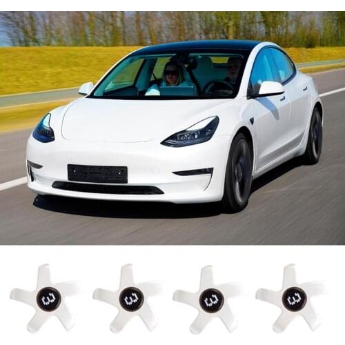 4PCS Car Wheel Center Caps Hubcap Cover ABS Auto Badge Lug Nut Caps For Model 3 Car-Styling Accessories Black Silver