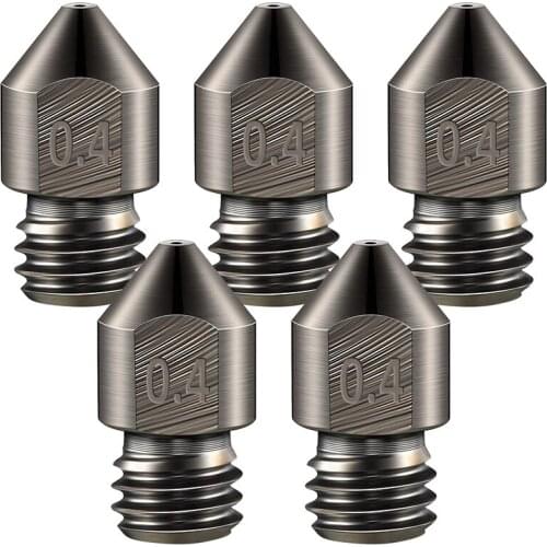 5Pack Hardened Steel Tool High Temperature Pointed Wear Resistant MK8 Nozzles 0.4 mm/ 1.75 mm 3D Printer Compatible
