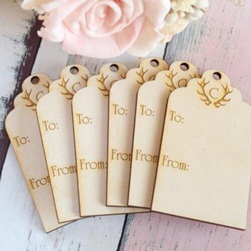 50pcs laser cut wood rectangle blank shape message gift tag