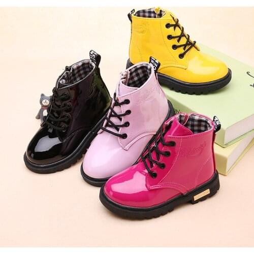 Girls Martin Boots Girls Boys Shoes 2018 Autumn PU Leather Children Boots Fashion Toddler Kids Boots Warm Winter Boots Boy