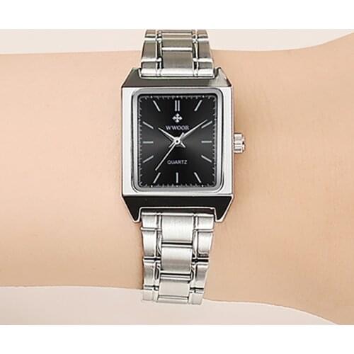 Women Watches WWOOR Casual Square Ultra Thin Small Female Quartz Watch Full Stainless Steel Ladies Wrist Waches Relogio Feminino
