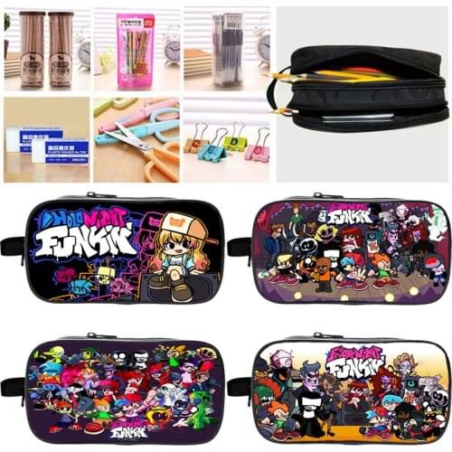 Video Game Friday Night Funkin Pencil Case Kids Cartoon Pen Bag Double-layer Pen Case Stationery Makeup Case Students Pencil Bag