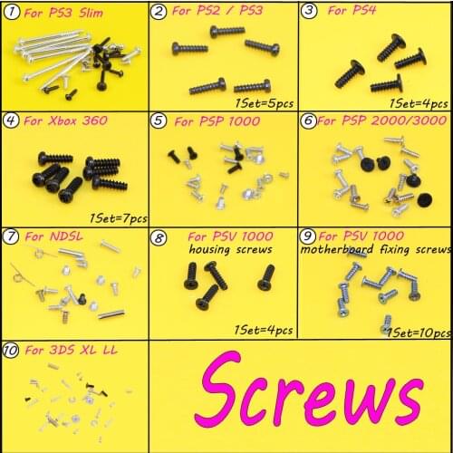 For PSV1000 PSV2000 for NDSL Controller Philips Head Replacement Screw Set Screws for XBOX 360For Sony PS3 PS2 PS4