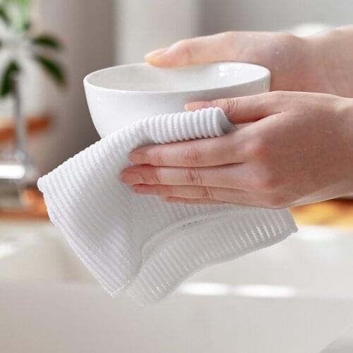 Housework cleaning cloth white polyester easy washing utensils towels absorbent dish cleaner in set