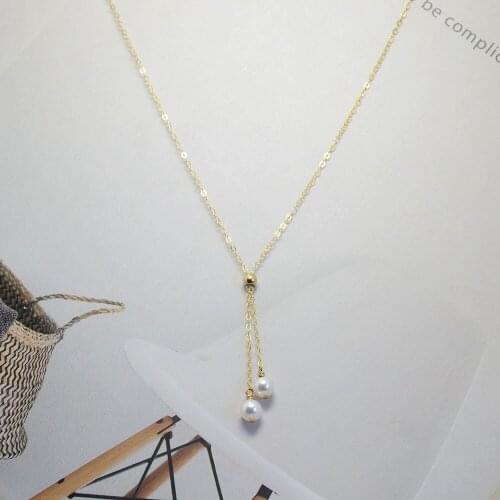 Domino Handmade Freshwater Pearl Necklace Length Could Be Changed Elegant Collarbone Chain