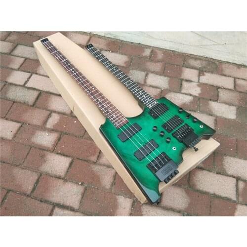 Free shipping new Big John double neck 4 strings headless electric bass and 6 strings electric guitar in green F-3355