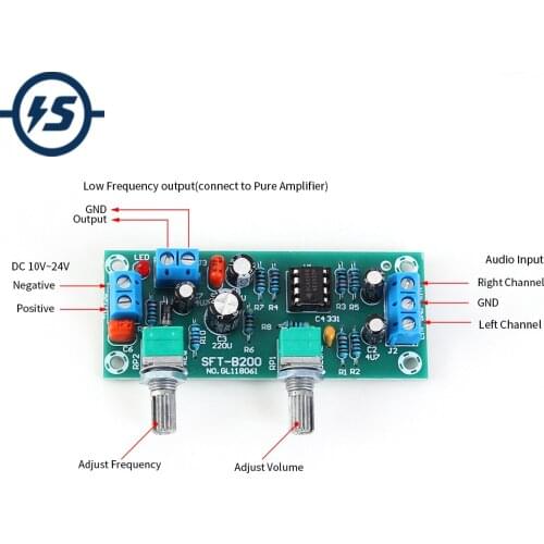 Low Pass Subwoofer Filter DC 12V Single Power Supply Heavy Preamp HIFI Pre-circuit Non-Amplifier Sound Box