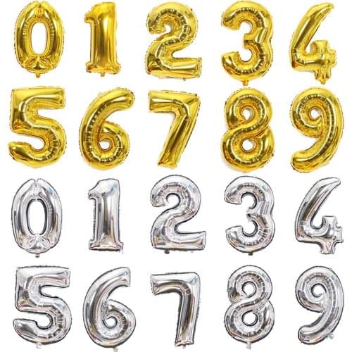 32/40inch Number Foil Balloons Home Decor Helium Balloon Wedding Baby Shower Kids Birthday Party Decoration Supplies Globos