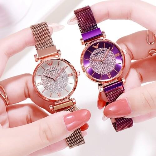 Frauen Uhren 2019 Luxus Diamant Rose Gold Damen Handgelenk Uhren Magnetische Frauen Armband Uh Weibliche Uhr Relogio Feminino