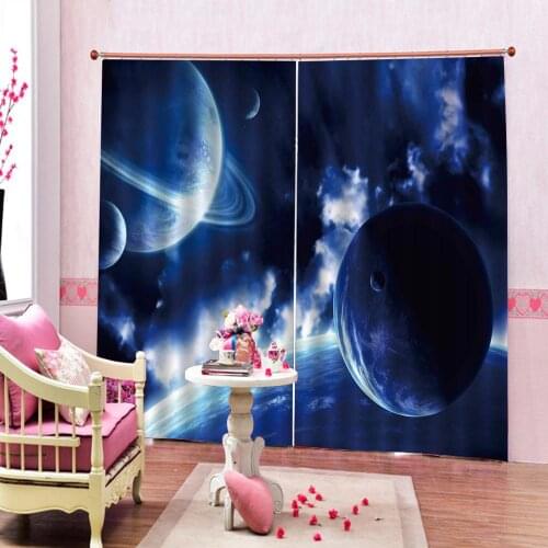 Galaxy Nebula Star Moon Phase Starry Night Sky 3d Curtains for livivng room bedroom blackout curtains