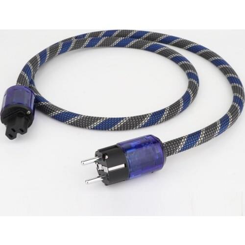 D504 HI-End Silver Schuko Mains AC Power Cable With Gold Plated P-037 EU/US Power Plug&C-037 IEC Connector