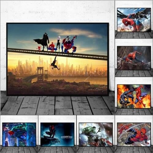 Superhero Canvas Painting Animation Comics Marvel Poster Prints Hulk Captain America Superman Home Wall Art Kids Birthday Gift