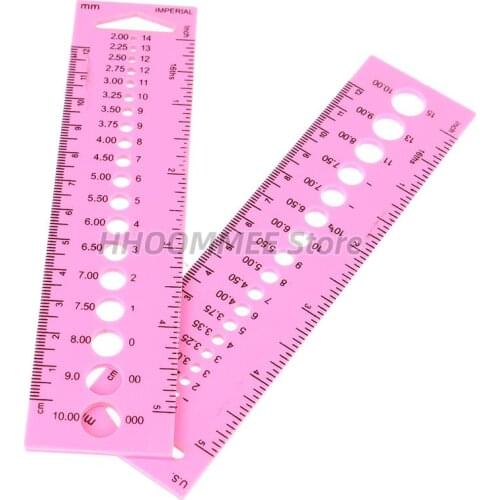 2PC All In One Measure Ruler For Knitting Needle 2.0mm-10.0mm Crochet Hook Measure Ruler Inch Cm Ruler Tool DIY Craft Accessorie