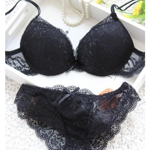 Sexy Elegant Bra and Panty Women Set Candy Colors Lady Bra Underwear Satin Lace Embroidery Bras Panties Sets B Cup