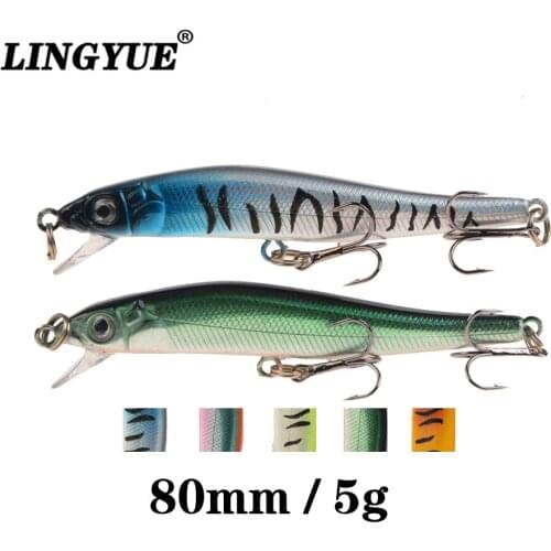 LINGYUE 1PCS 8cm/5g Minnow Fishing Lure Hard Bait Tight Wobblers 3D Eyes Crankbaits Floating Trolling Tool Artificial Pesca