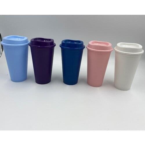 Leakproof 16oz 470ml food grade starbuckss matte finish reusable plastic travel coffee cup with lid no printing