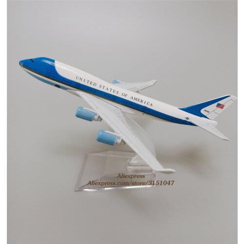 Alloy Metal American Air Force One B747 Airlines Airplane Model Boeing 747 Airways Plane Model Stand Aircraft Kids Gifts 16cm