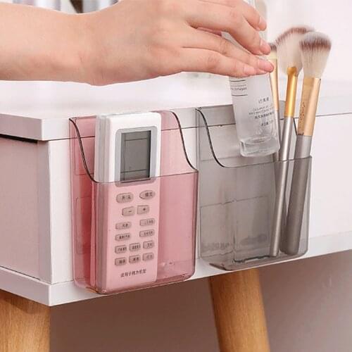 Wall-Mounted TV Air Conditioner Remote Control Storage Box Self-Adhesive Free Punch Mobile Phone Holder Pen Wall Hanging Rack