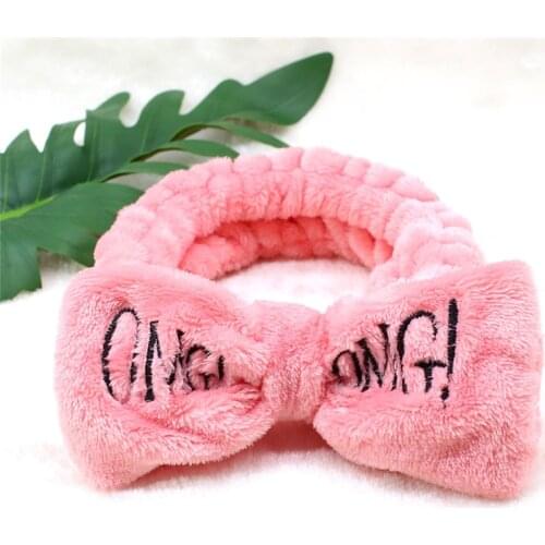 New Arrival Women Head Wrap Soft Coral Fleece Makeup Headband Washing Face Turban OMG Bow Hairband Hair Turban Accessories