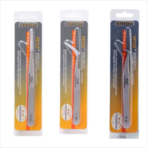 VETUS SA Series Tweezer Stainless Steel Hyperfine High Precision Antimagnetic Anti Acid Tweezers for Eyelash Extension