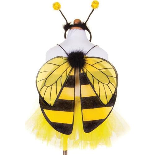 Girl Boy Kids Yellow Bee Wing Headband 2pcs Set Cosplay Performance Props Birthday Party Gift Costume Christmas Halloween