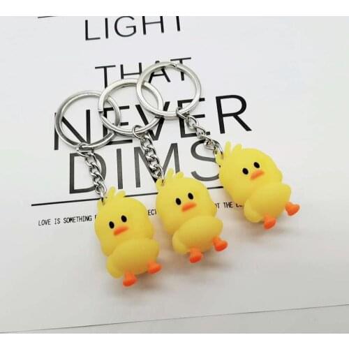 Selling Net red little yellow duck keychain pendant Cute animal design PVC soft cartoon doll Bag Car phone reduced pressure toys