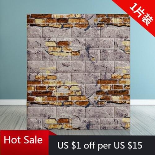 Self Adhesive 3D Wallpaper Background Wall Home Decor Stickers Wood Grain Living Room Kindergarten Wall Board Foam Wall Sticker