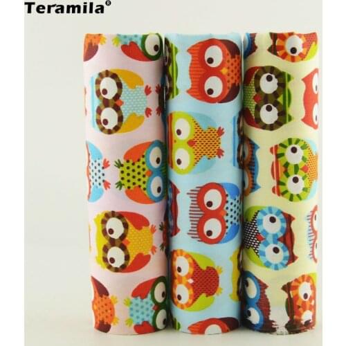 Cotton Fabric Printed Cartoon Twill Owl Fabrics Patchwork Bundle For Sewing Fat Quarters Quilting Scrapbooking Pattern 20x25cm