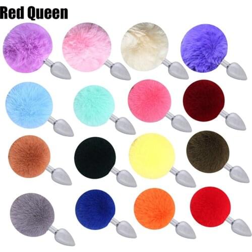 Sex Toys Anal Plug with Plush Rabbit Tair Smooth Touch Stainless Steel Bunny Tail Anal Plug Anal Sex Toys for Woman Men Gay