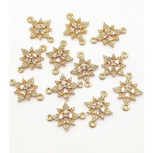 New arrival!18x13mm 50pcs Cubic Zirconia Flower Connectors for Handmade Necklace Earring DIY Parts Jewelry Findings & Components