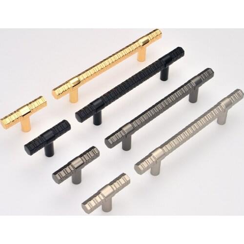 Corn Type Modern Simple Windbreaker Cabinet Door Solid Black Handle Light Luxury Wine Cabinet Drawer Real Gold Door Handle Gray