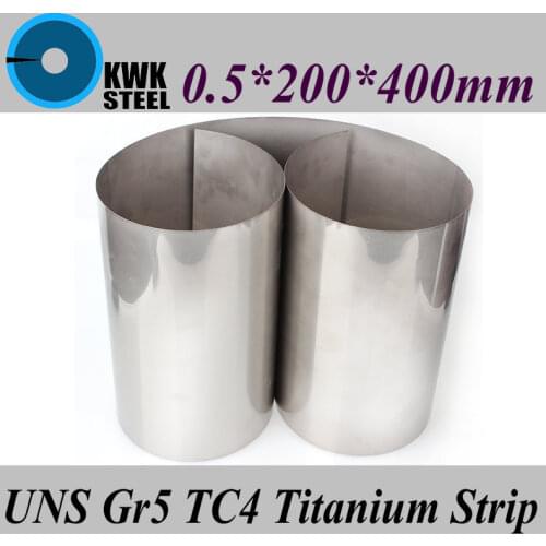 0.5x200x400mm Titanium Alloy Strip UNS Gr5 TC4 BT6 TAP6400 Titanium Ti Foil Thin Sheet Industry or DIY Material Free Shipping