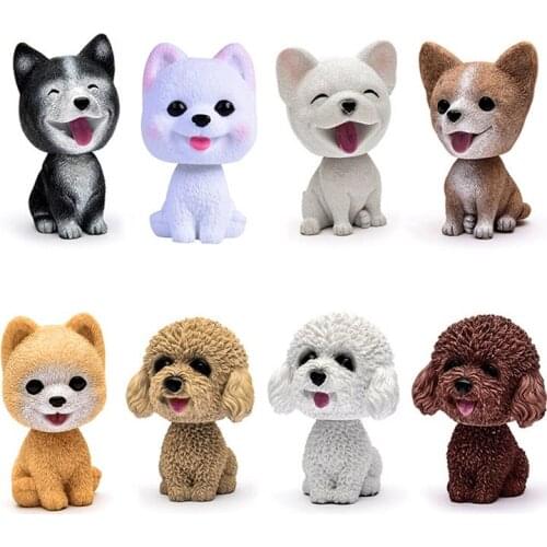 Shaking Head Dog Ornament Resin Cute Nodding Decoration Gift For Car Interior Home Room TD326