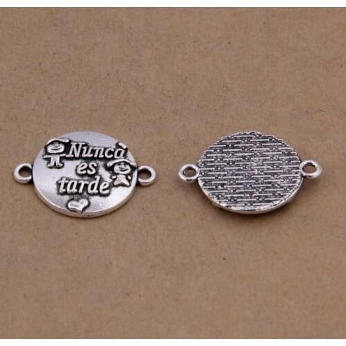 Yage 15*21mm 20PCS Alphabet letters Connector,Nunca es tarde Charms for jewelry making
